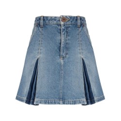 Vintage denim pleated skirt