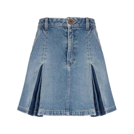 Vintage denim pleated skirt