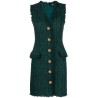 V-neck buttoned tweed dress