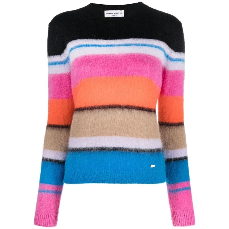 Pull mohair brosse raye