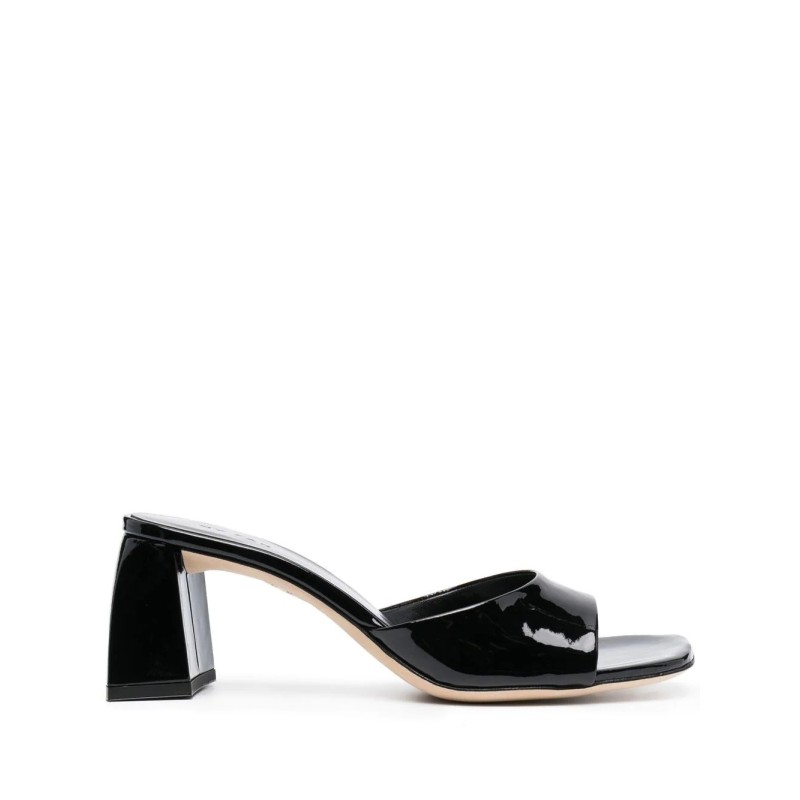 Romy black leather mules