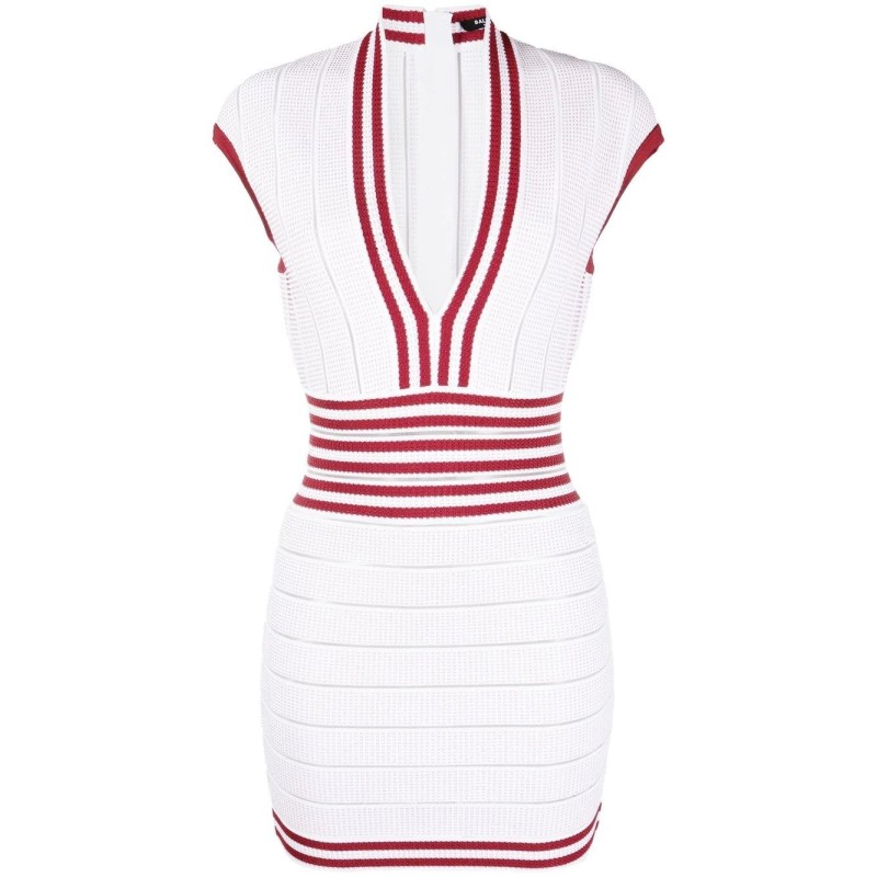 V NECK STRIPED KNIT DRESS