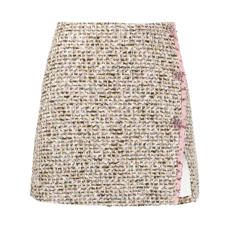 Metallic boucle mini skirt