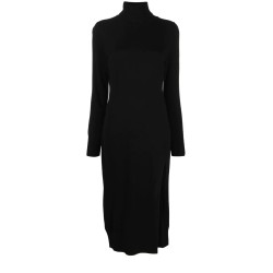 Turtle neck slit midi dress