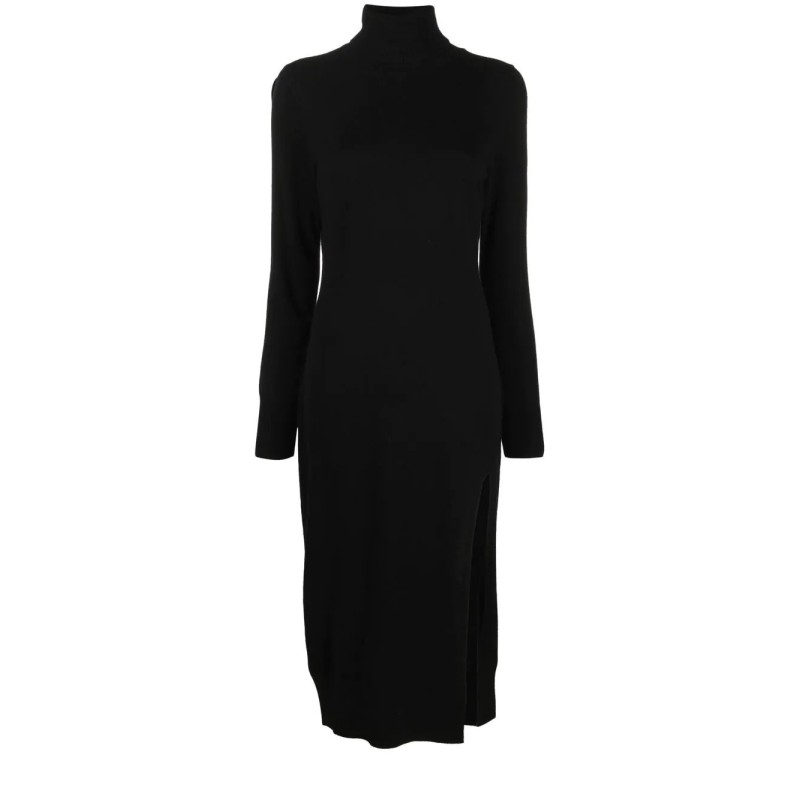 Turtle neck slit midi dress