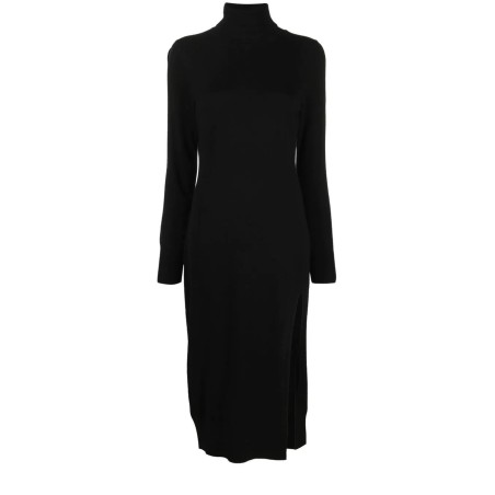 Turtle neck slit midi dress