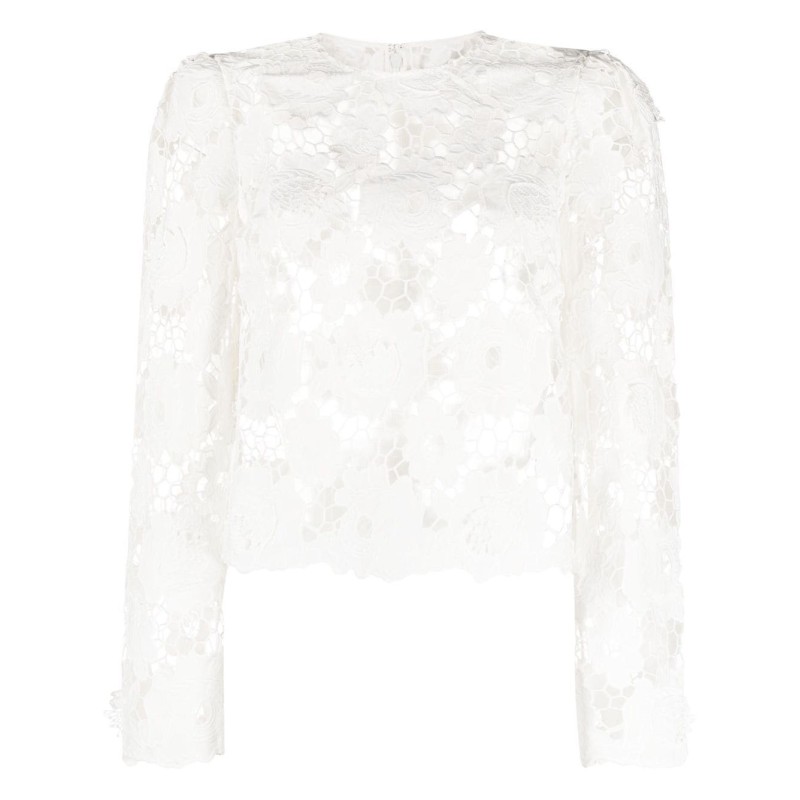 White 3d cotton lace top