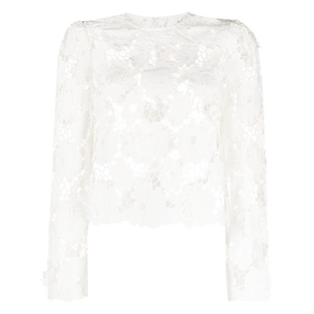 White 3d cotton lace top