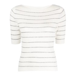 Ribbed boat neck sweater