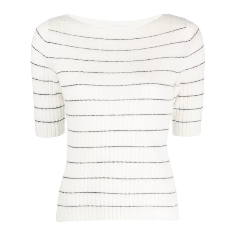 Ribbed boat neck sweater