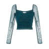 Teal shirred powermesh top