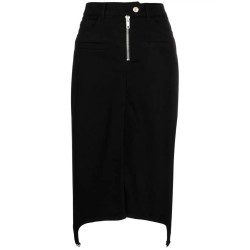 Long zipper black denim skirt