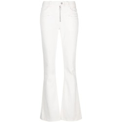 Zipper white denim pants