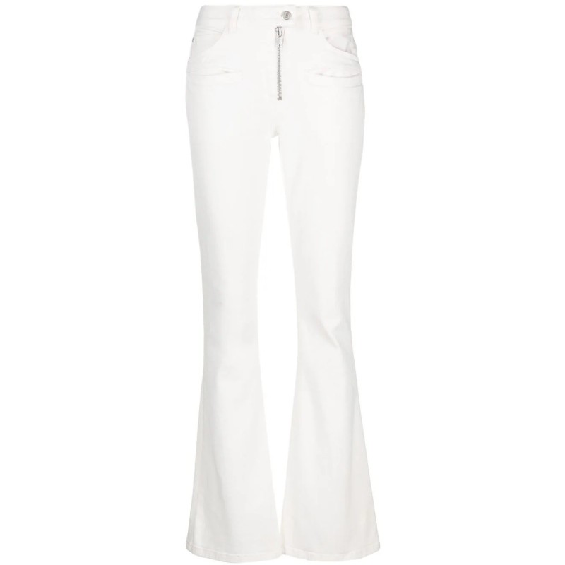 Zipper white denim pants