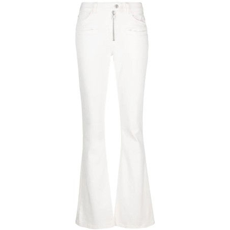 Zipper white denim pants