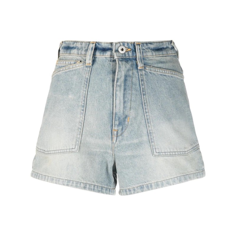 Stone bleach dirty denim short