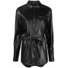 Faux leather shirt jacket