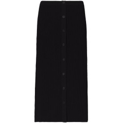 Rib knit button front skirt