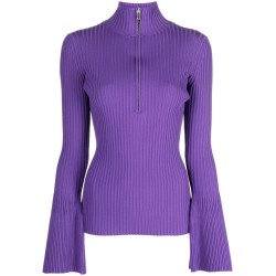 Viscose rib zip sweater