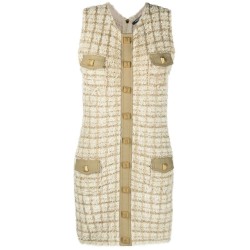 Sleeveless 4 pkts tweed dress