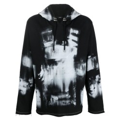 X-ray print raw edge hoodie