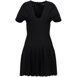 Pleated knit short dress