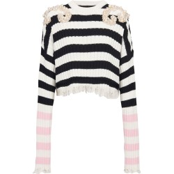 Embroidered strip pullover