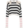 Embroidered strip pullover