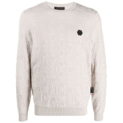 Silk/Wool Pullover LS Monogram