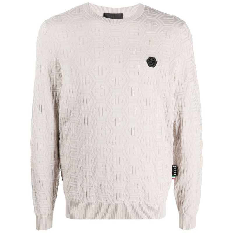 Silk/Wool Pullover LS Monogram