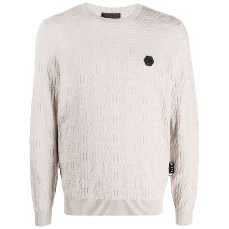 Silk/Wool Pullover LS Monogram