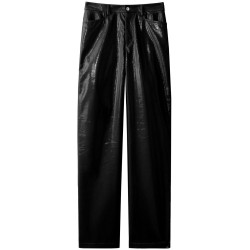 Lacquered canvas straight pant