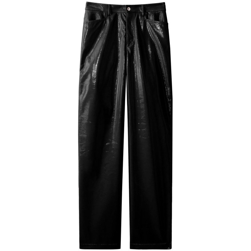 Lacquered canvas straight pant