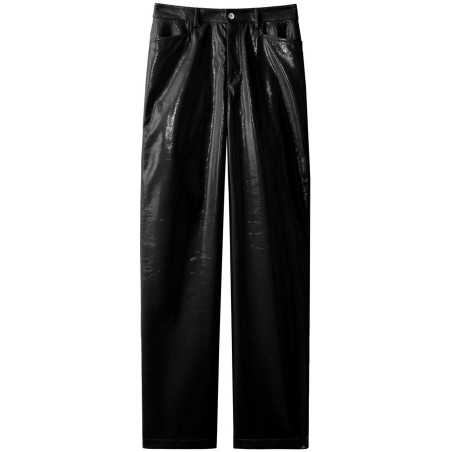 Lacquered canvas straight pant