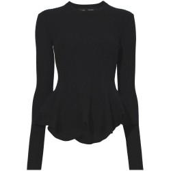 Fluted rib knit peplum sweater