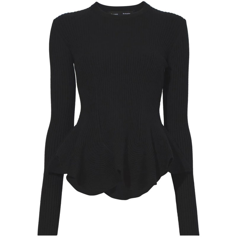 Fluted rib knit peplum sweater