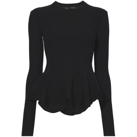 Fluted rib knit peplum sweater