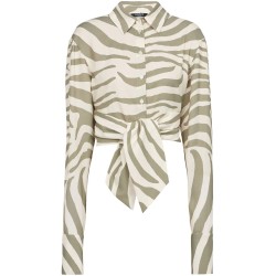 Mao collar zebra printed shirt