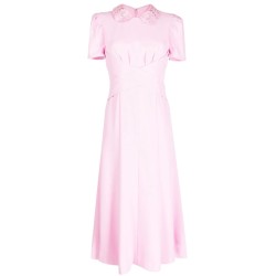 Pink heavy crepe midi dress