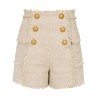 Hw 6 btn linen fringed shorts