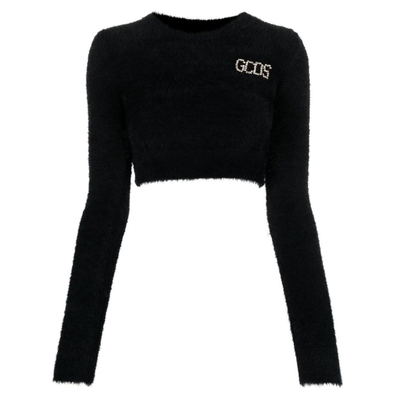 Gcds fuzz long sleeve crop top