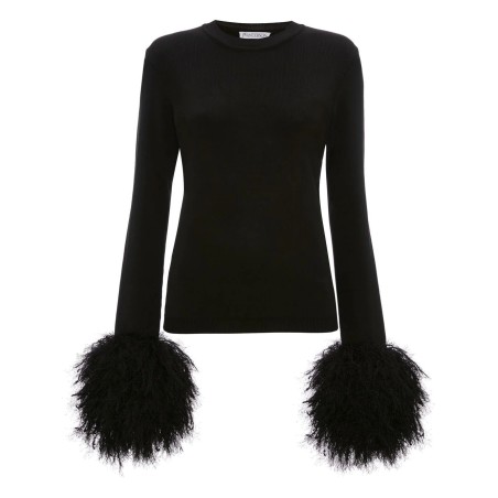 Pom pom cuff crew neck jumper