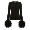 Pom pom cuff crew neck jumper