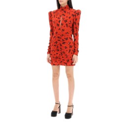 high-neck floral mini dress