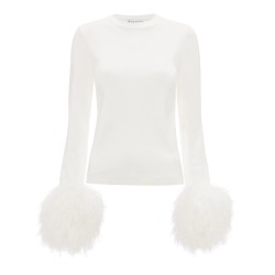 Pom pom cuff crew neck jumper