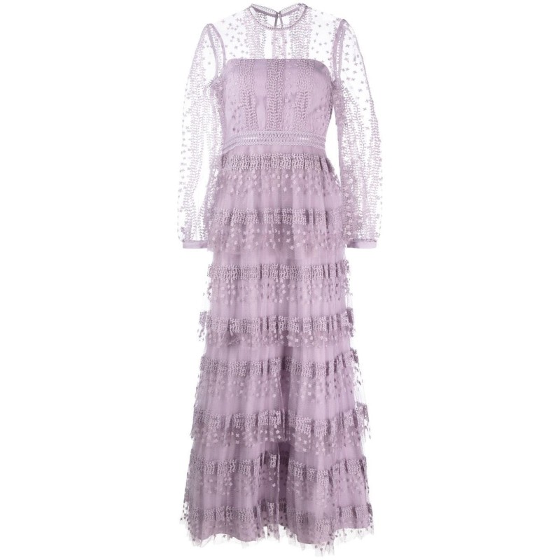 Lilac tiered lace maxi dress