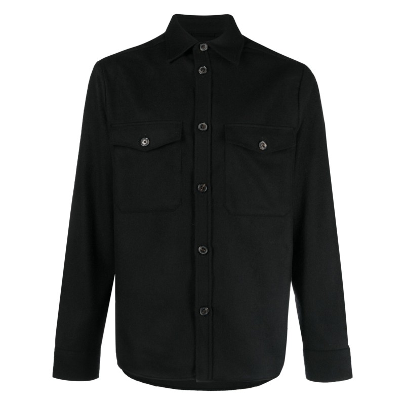 Flat wool overshirt