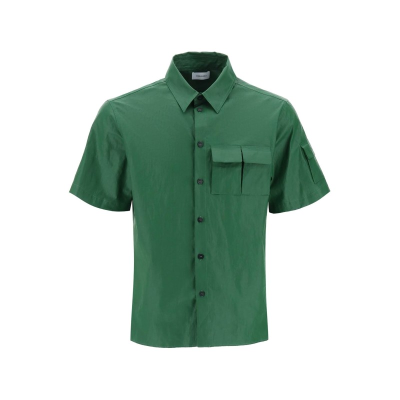 short-sleeved linen shirt with coated