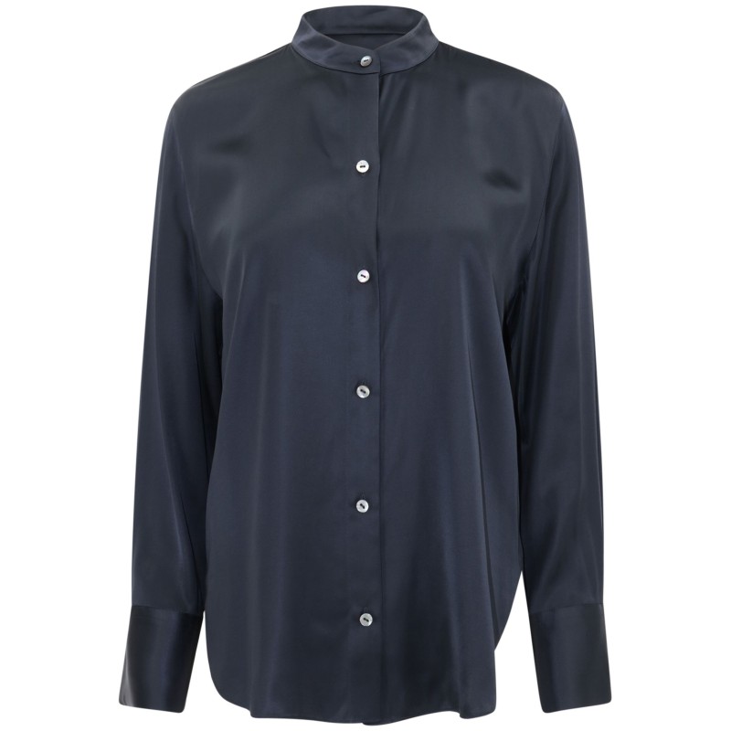 L/s band collar front shirt