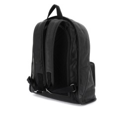 'crinkled leather shield backpack